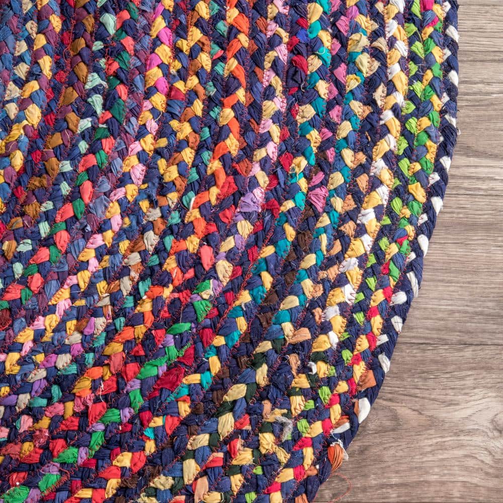 Handmade Multicolor Braided Cotton Oval Rug 4' x 6'