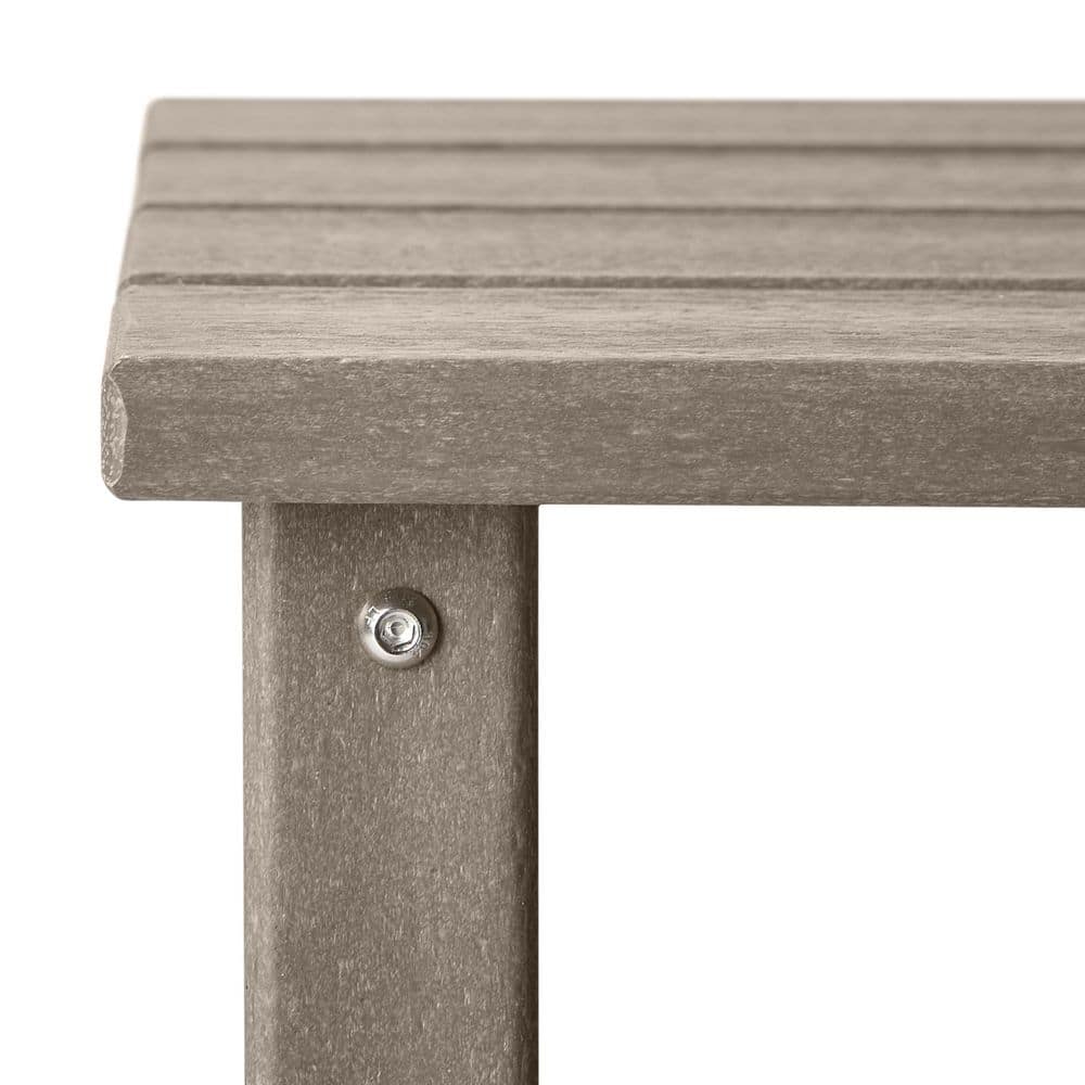 Weathered Wood HDPE Outdoor Patio Square Side Table
