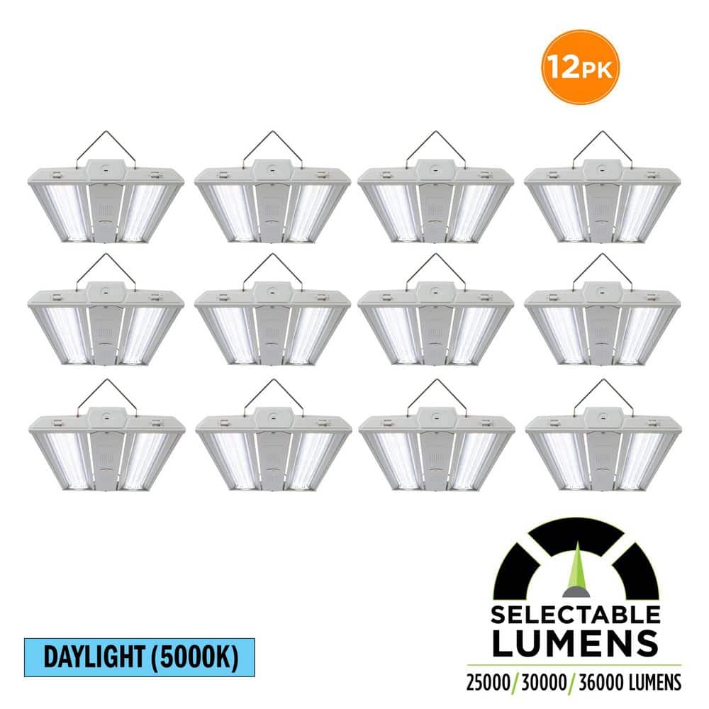 12-Pack 2.3 ft. 1000-Watt Equivalent Linear White LED High Bay Light Adjustable Beam Selectable Lumens 5000K Daylight price history on PriceWatchPro