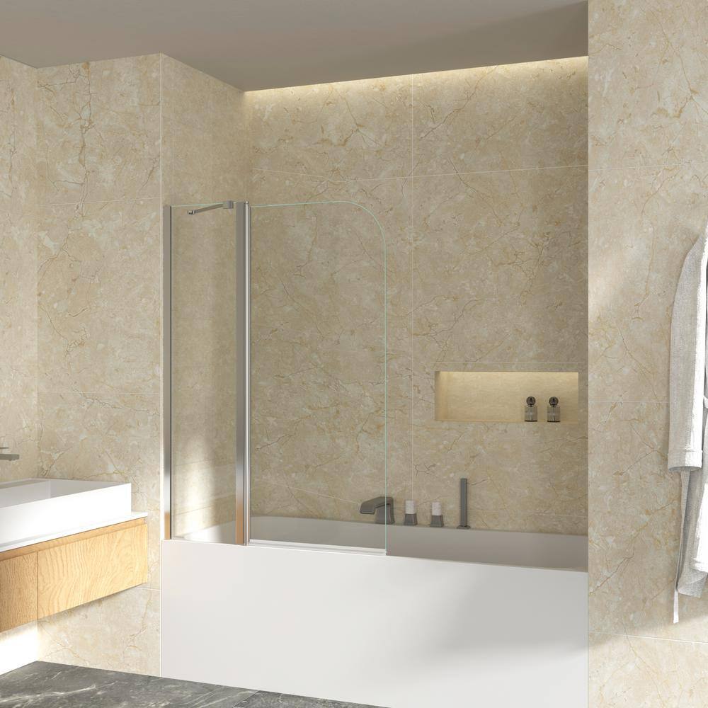 Matte Black Frameless Tub Door with Clear Tempered Glass