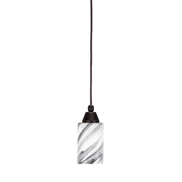Unbranded Bryson 4 in. 1-Light Dark Granite Cord Pendant Light with 4 in. Onyx Swirl Glass Shade, no bulb included