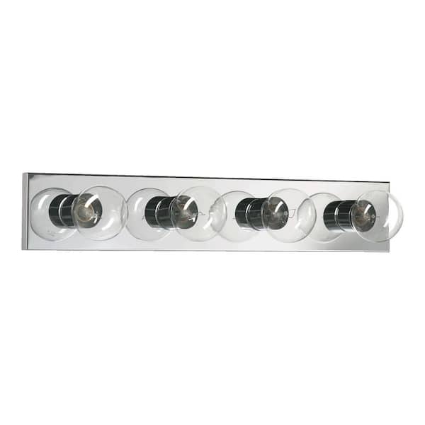 Quorum International Traditional 24 in. W  4-Light Chrome Vanity Lights with exposed bulbs