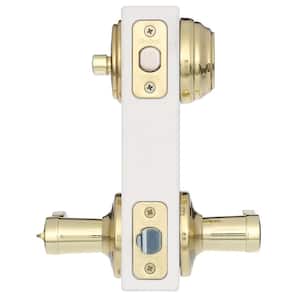 Lido Polished Brass Exterior Entry Door Handle and Single Cylinder Deadbolt Combo Pack Featuring SmartKey Security