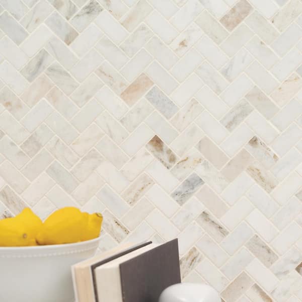 Arabescato 1x2 Marble Herringbone Polished Tile All Marble Tiles