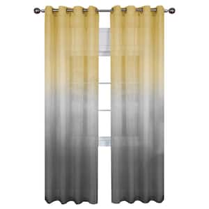 Rainbow 52 in. W x 63 in. L Polyester Light Filtering Window Panel in Grey/Yellow