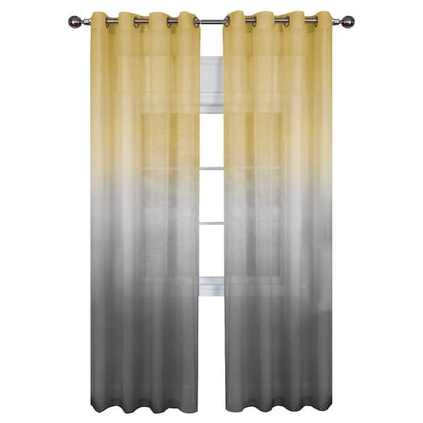 Achim Rainbow 52 In W X 84 L, Grey And Yellow Window Curtains