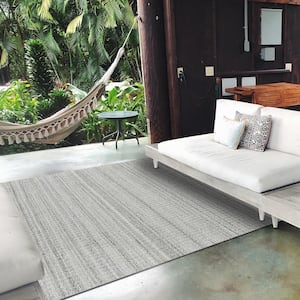 Lineage Dove 4 ft. x 6 ft. Woven Heathered Polyester Rectangle Outdoor Area Rug