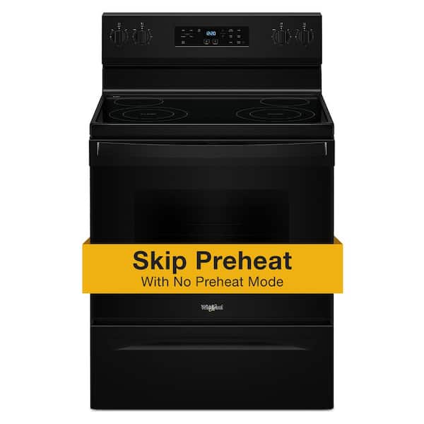 Whirlpool 30 in. 4 Element Freestanding Electric Range in Black with No Preheat Mode