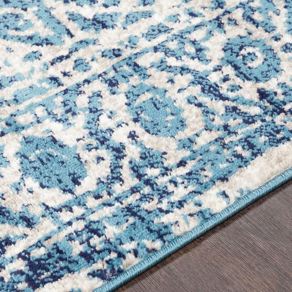 Well Woven Ivory & Blue Amtero Abstract Industrial Runner Rug 2x7 (2'3 x  7'3)