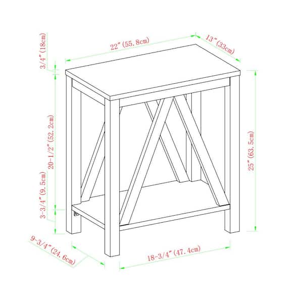 Narrow A Frame Side Table - reclaimed barwood