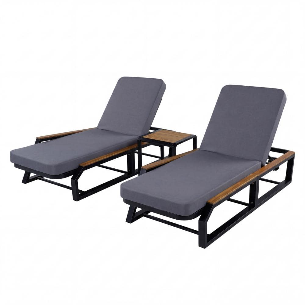 5-Piece Outdoor Chaise Lounge Set with 2 Adjustable Recliners,Grey Cushions and Side Table price history on PriceWatchPro