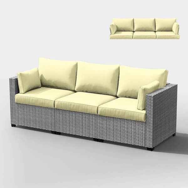 Kimunuk 25.6 in. x 23.6 in. x 4 in. (8-Piece) Deep Seating Outdoor Lounge Cushion with Lumber Pillow Cushion Light Yellow