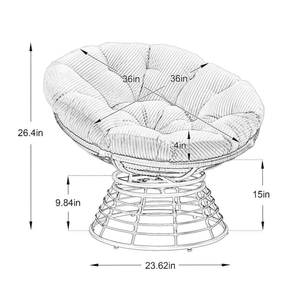 JPJPUU Outdoor Rattan 360° Swivel Chair with Soft Gray Thick