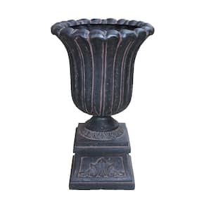 16.25 in. x 26.5 in. Cast Stone Entrance Urn in Aged Charcoal