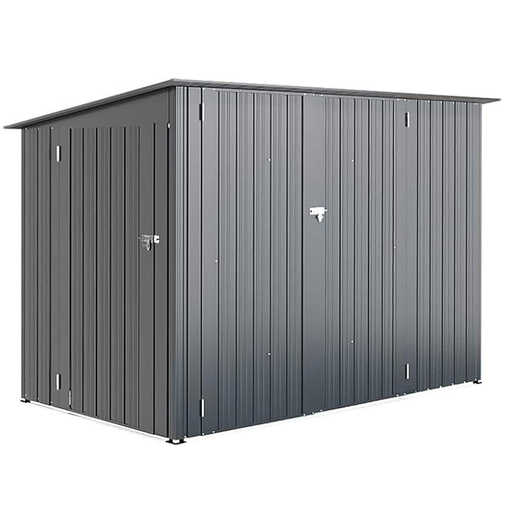 4 ft. W x 7.5 ft. D Outdoor Storage Metal Shed with Racks Horizontal Bike Sheds with Triple Lockable Door (29 sq. ft.) -  AECOJOY, 16326GR-HD01-1