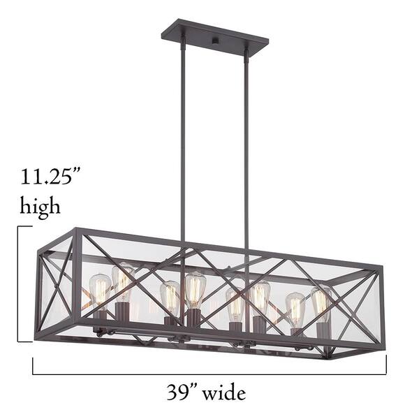 Designers Fountain High Line Satin Bronze Industrial Clear Glass Linear Kitchen Island Light