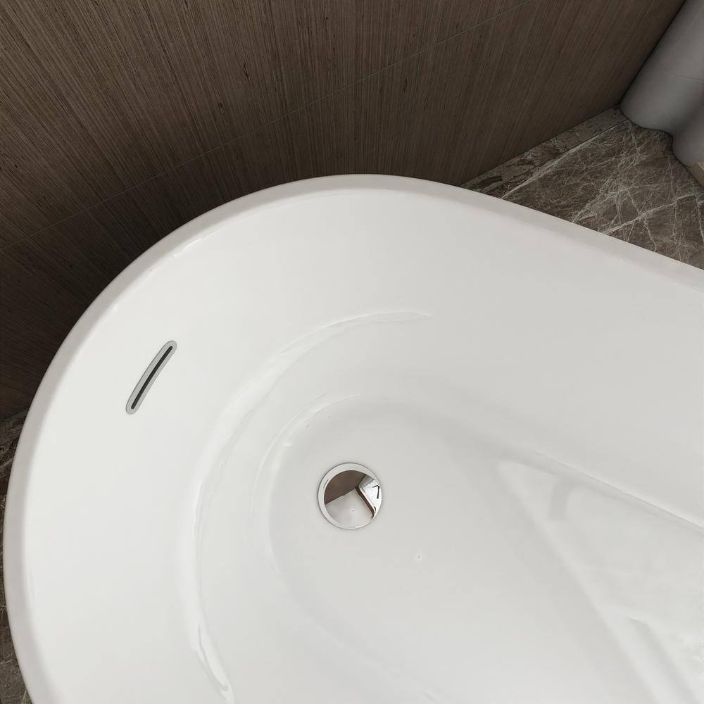 55'' White Acrylic Freestanding Single Slipper Bathtub