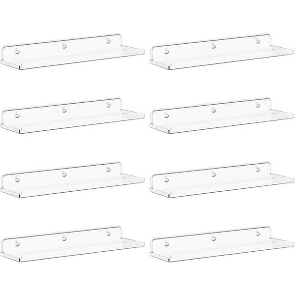 Unbranded 15 in. W x 4 in. D Clear Acrylic Floating Shelves Decorative Wall Shelf (8 Pack)