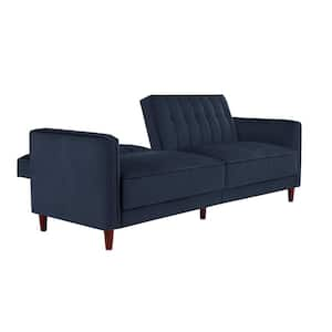 Iris Blue Velvet Tufted Futon