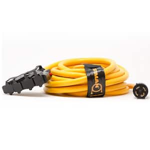 25 ft. 125-Volt 30 Amp L14-30P to Four 20 Amp 5-20R Fan-Style Generator Power Extension Cord with Storage Strap