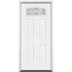 36 in. x 80 in. Halifax Camber Fan Lite Right-Hand Inswing Primed Steel Prehung Front Exterior Door with Brickmold