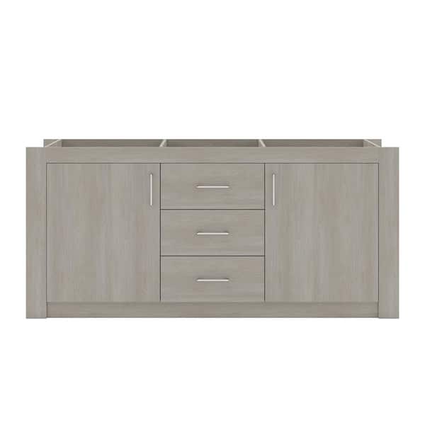 Virtu USA Tavian 60 in. W x 22 in. D x 33 in. H Double Sink Bath Vanity Cabinet without Top in Gray Oak