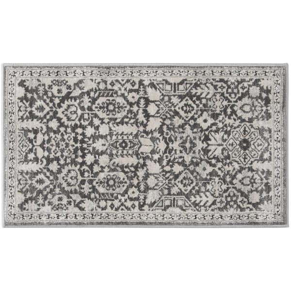 Skyline Gray/Beige 2 ft. x 3 ft. Floral Scatter Area Rug