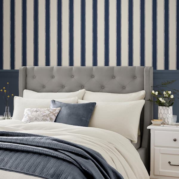 Denwick Stripe Midnight Seapsray Wallpaper