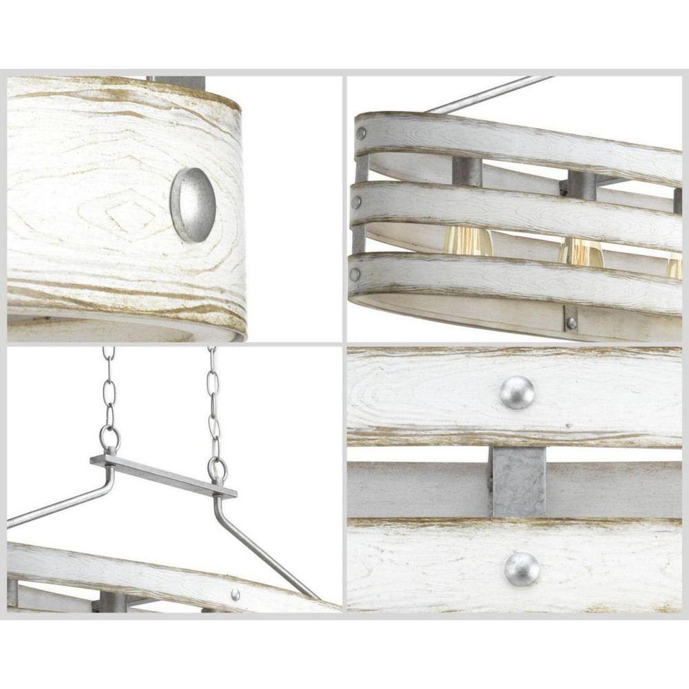 Gulliver Dual-Toned Galvanized and Antique White Linear Chandelier