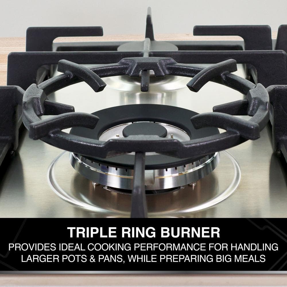 24-Inch Stainless Steel Gas Cooktop with Cast Iron Grates