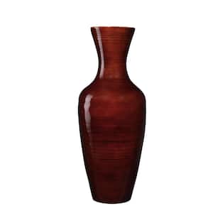 18 in. Brown Decorative Handcrafted Bamboo Jar Vase