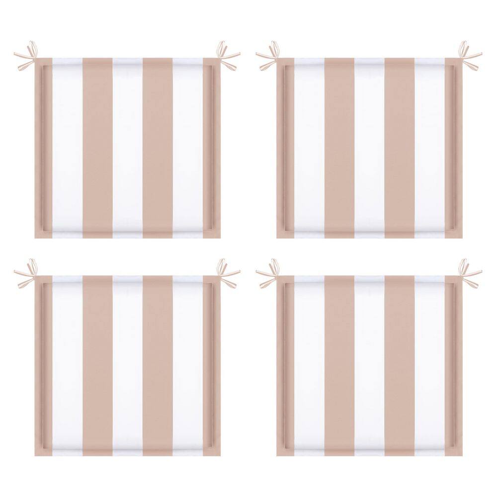 15. in White and Khaki Stripe Replacement Square Outdoor Universal Fit Seat Cushion with Ties (4-Pack) price history on PriceWatchPro