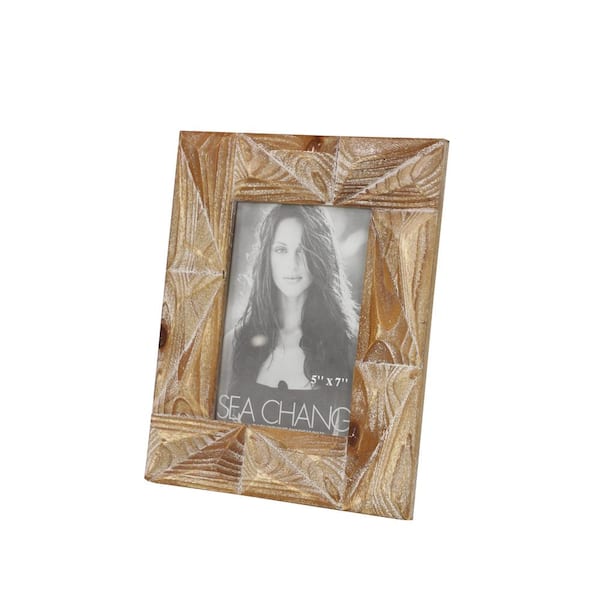 Litton Lane 5 in. x 7 in. Brown Wood Natural Photo Frame