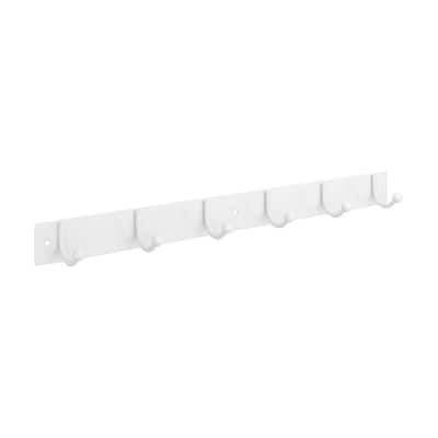 19 5/8 in. (500 mm) White 22 lb. Load Capacity Utility Metal Hook Rack with 6-Hooks