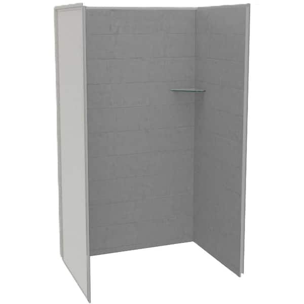 Utile 48 in. W x 32 in. D x 80 in. H Composite Direct-to-Stud 3-Piece Alcove Shower Wall Kit in Factory Sleek Smoke