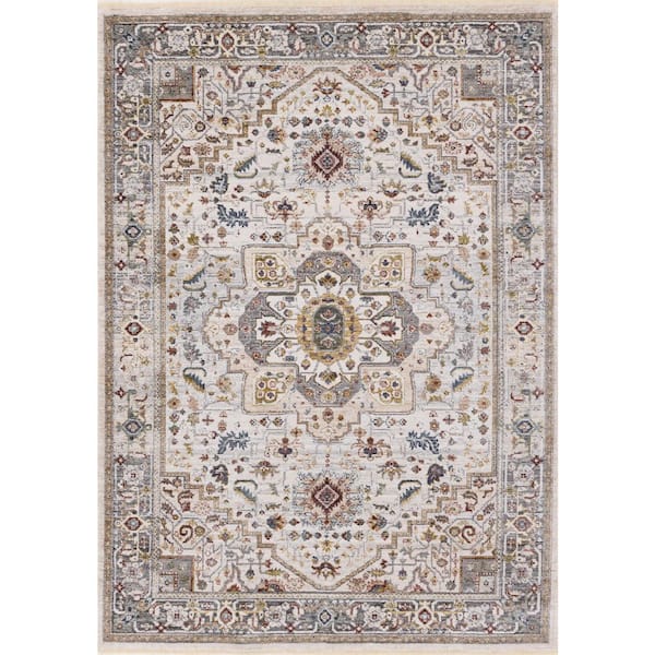 Blue 5 ft. x 8 ft. Woven Medallion Rectangle Indoor Area Rug