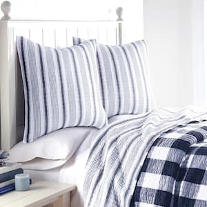 Camden Navy Stripe Cotton 26 in. x 26 in. Euro Sham (Set of 2)