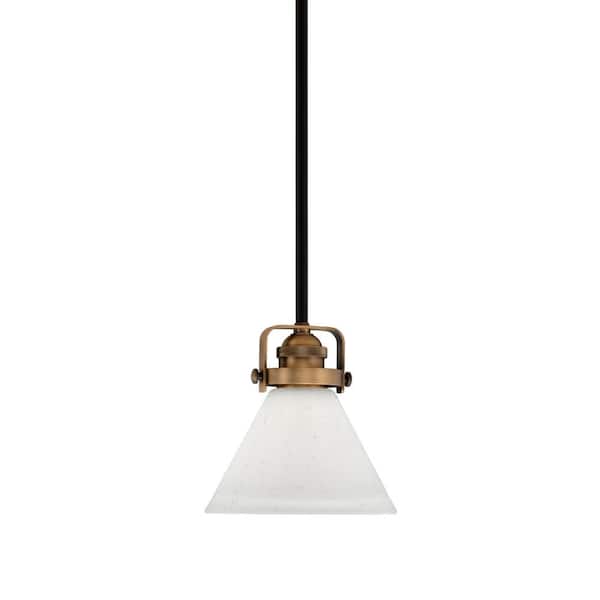 Unbranded Decatur 60-Watt 1-Light Black and Brass Light Mini Pendant with 7 in. White Muslin Glass Shade, No Bulb Included
