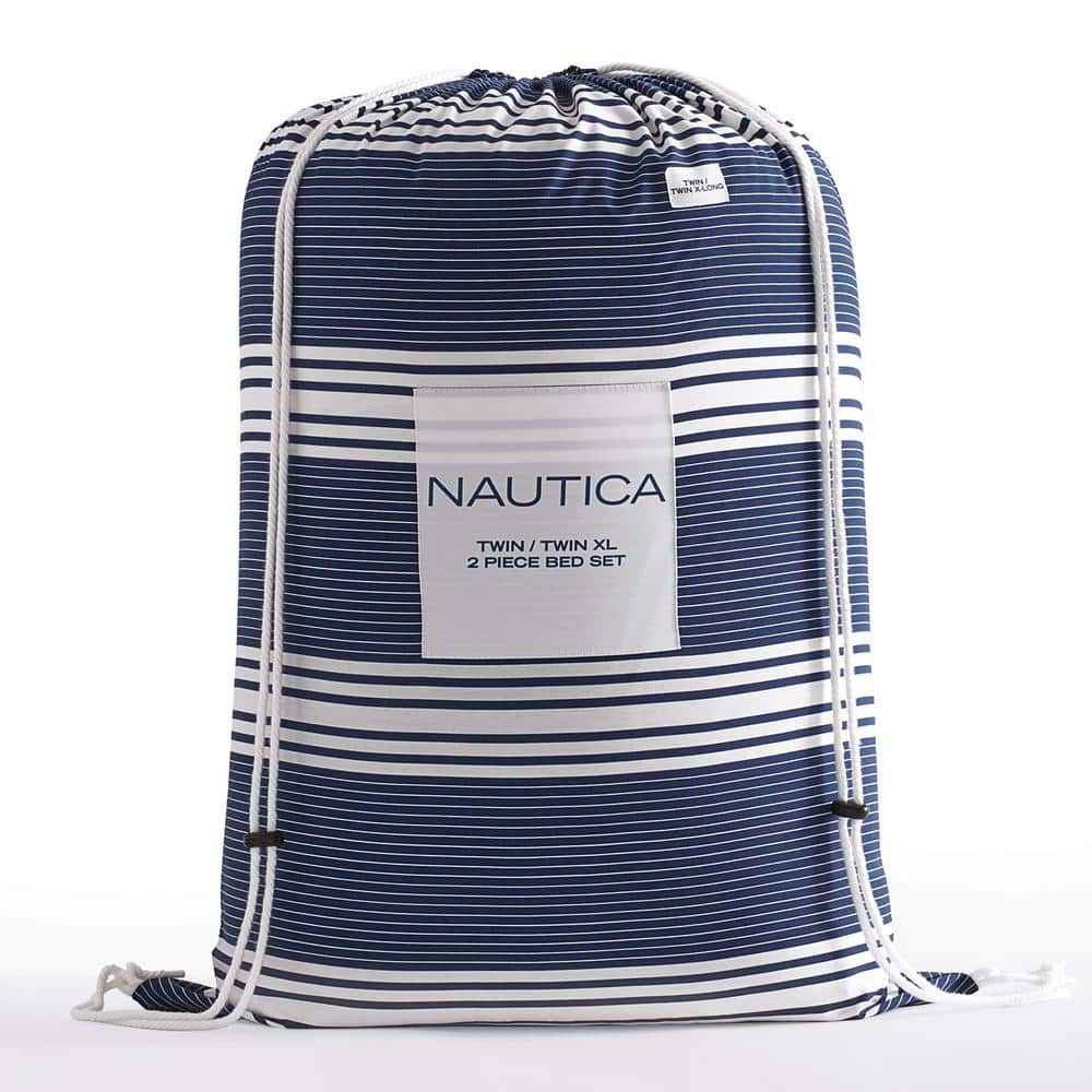 Navy Twin Cotton Reversible Comforter Set with Sham