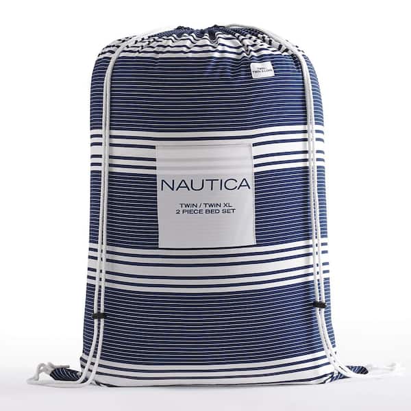 Nautica Craver 3-Piece Charcoal Gray Striped Cotton Full/Queen