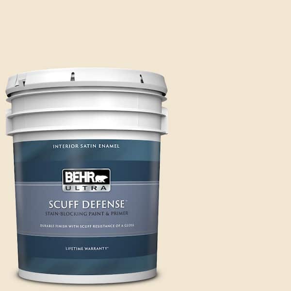 BEHR ULTRA 5 gal. #BWC-16 Ancient Ivory Extra Durable Satin Enamel Interior Paint & Primer