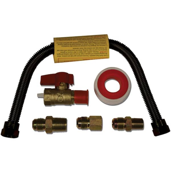 Unbranded 24in. Stainless Steel Gas Connector Kit-1/2 in. Female Flare,Brass Shut-Off,Versatile for Heaters,Logs,Fireplaces,Stoves