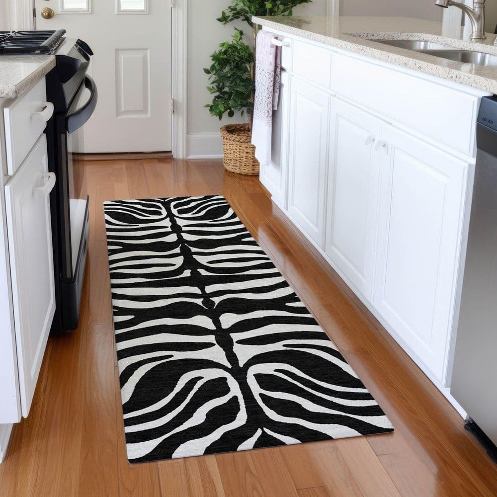 Mayfield Premium Machine Washable Abstract AMF1042 Black 2 ft. 3 in. x 7 ft. 6 in. Runner Rug price history on PriceWatchPro