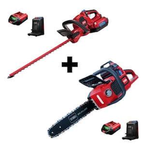 Flex-Force 60-Volt Cordless 2-Tool Combo Kit 24 in. Hedge Trimmer & 16 in. Chainsaw with Charger & (2) 2.5 Ah Batteries
