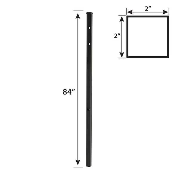 FORGERIGHT 84 in. x 5 ft. Osprey Black Aluminum Fence Line Post with Flat Cap