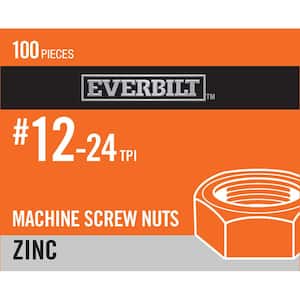 #12-24 Zinc Plated Machine Screw Nut (100-Pack)