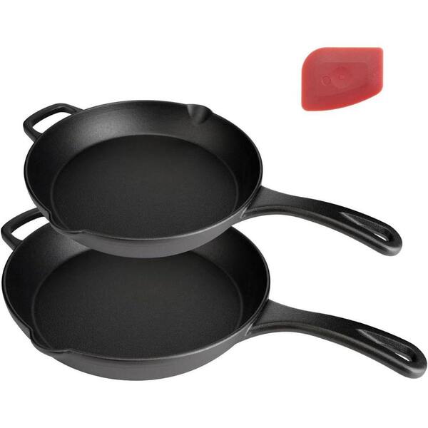 2-Piece Pre-Seasoned Cast Iron Skillet Set Heavy Duty Nonstick Dual Handle Cookware for Oven BBQ Stovetop Grill