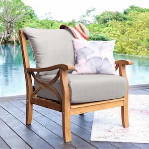 Abbington Teak Wood Outdoor Lounge Chair with Beige Cushion