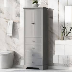 Gray 68.10 in. Accent Storage Cabinet with Doors, 4 Drawers and Adjustable Shelves