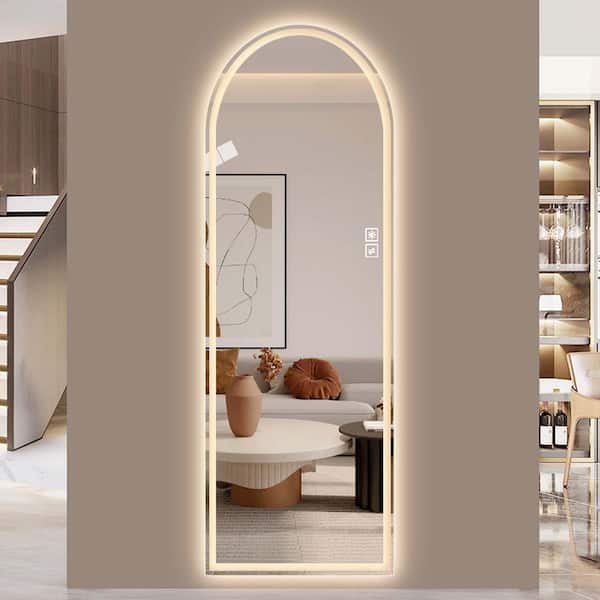Unbranded 21 in. W x 65 in. H Arch LED Full Length Mirror Wall-Mounted Full Body Mirror Vanity Dressing Mirror, Dimmable